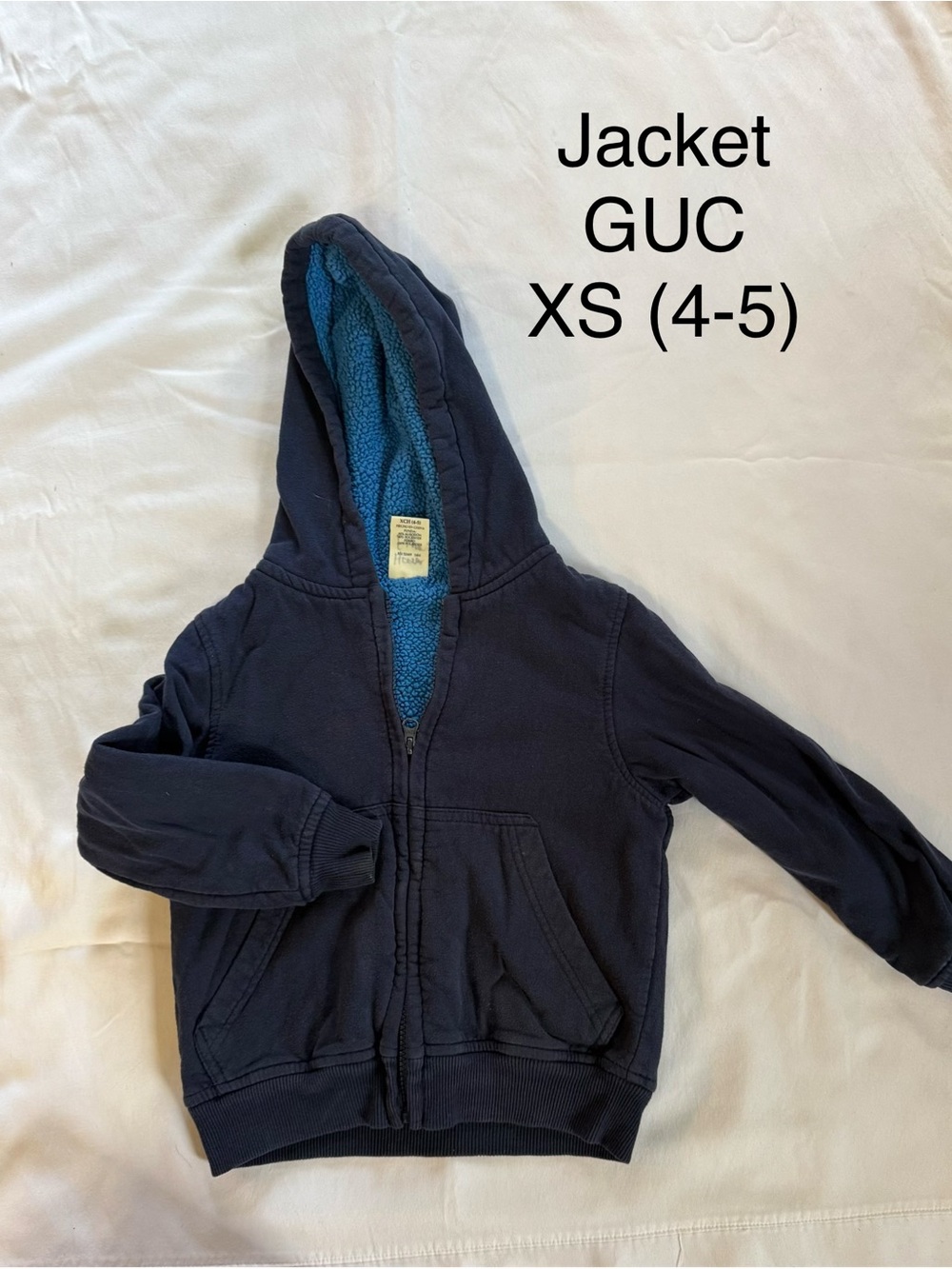 Kids Navy Blue Hooded Jacket with Cozy Teal Lining - XS (4-5)
